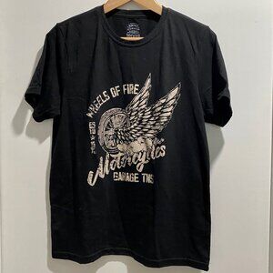 Vintage Denim Handcrafted Wheels Of Fire Motorcycles Garage Sporty Tee T-Shirt M